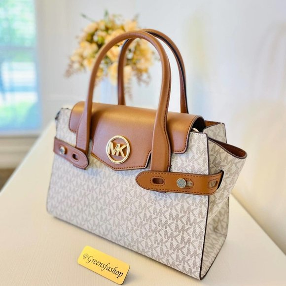 Michael Kors Purse Carmen Medium Flap Satchel shoulder bag vanilla - Picture 4 of 11